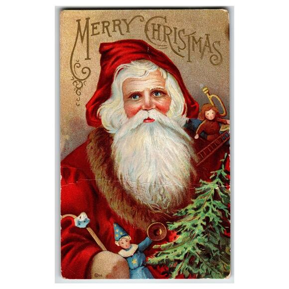Christmas Postcards Other - Vintage Santa Claus Merry Christmas Embossed Postcard No. 28